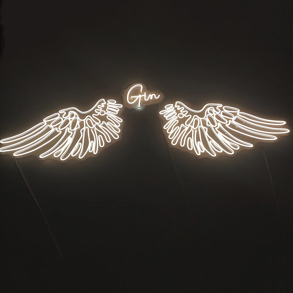 DINGYISIGN Customized Wedding Supplies Big 3D Led Flex Angel Wings Neon Sign for Decoration