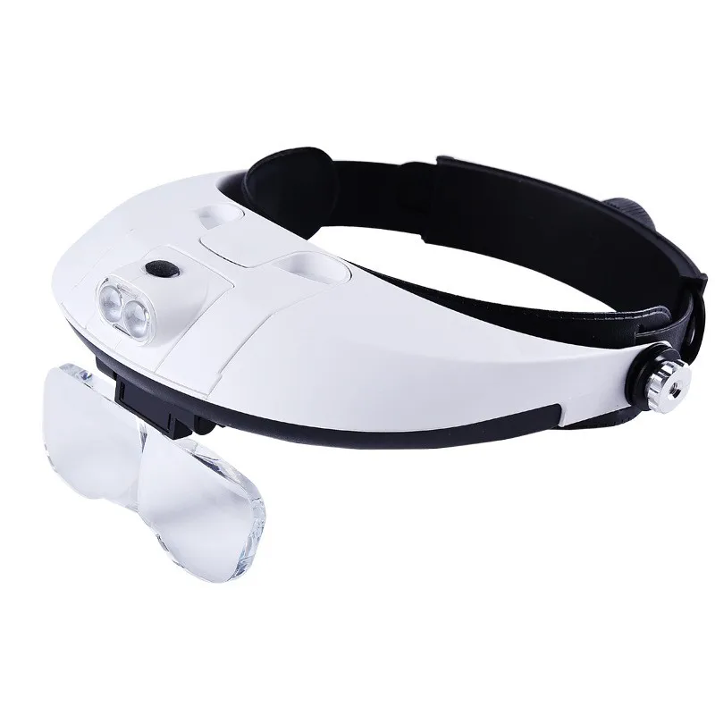 Headband Head Magnifier With 5 Lenses & LED Light – Jeweler Loupe, Magnifying Glass For Hobby, Craft (Batteries Not Included)