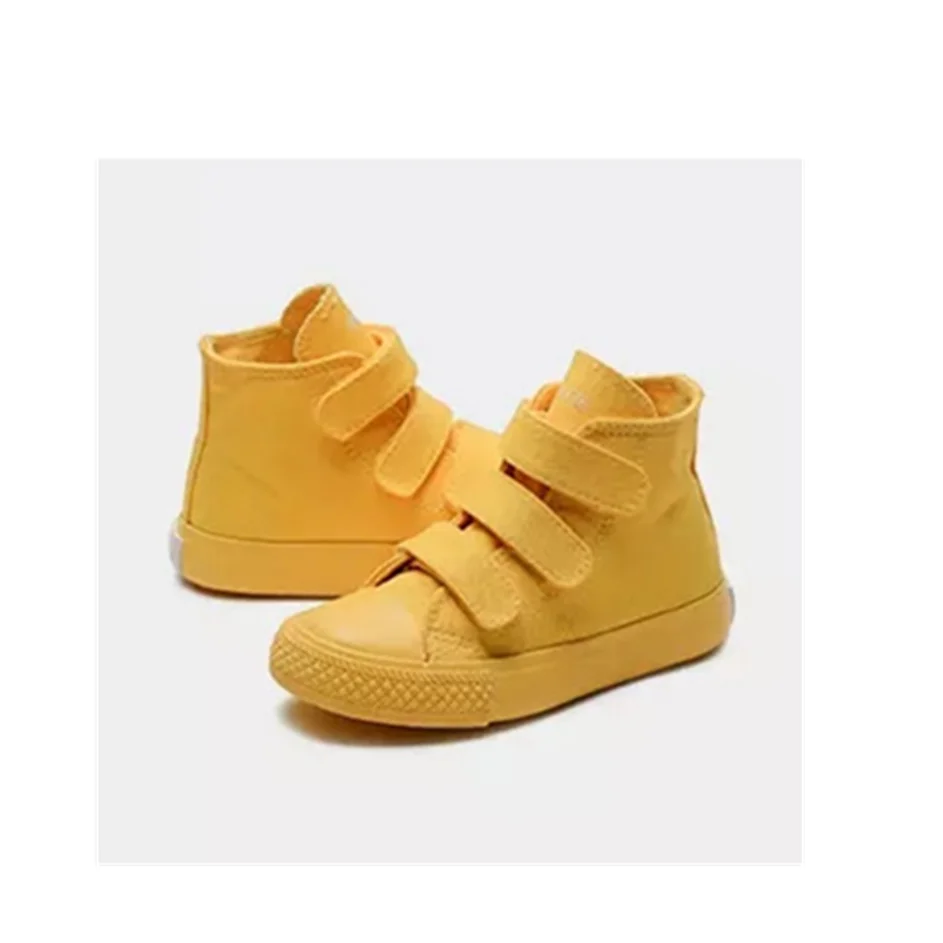 Детская парусиновая обувь с высоким верхом и модной тканевой обуви карамельного цвета