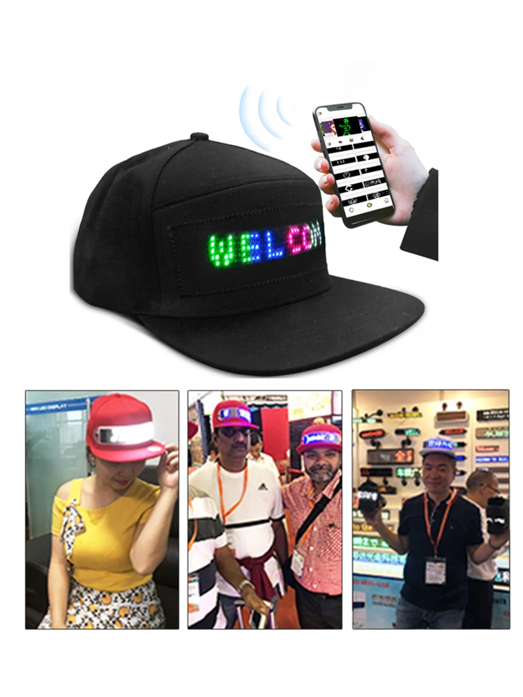 Iledshow Led Hat Usb Rechargeable Led Display Hats App Custom Words