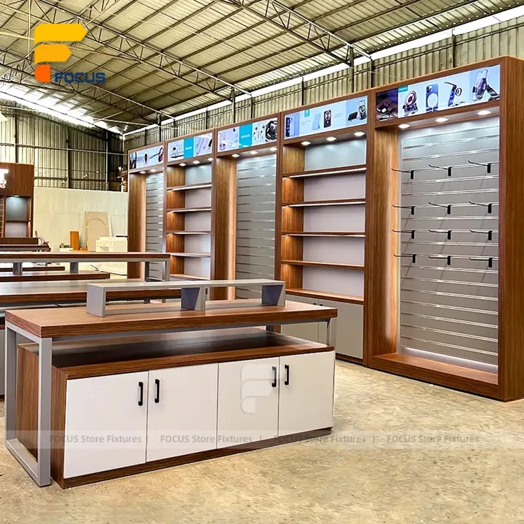 Factory Customize Mobile Phone Display Rack Cell Phone Wall Display Stand MDF Phone Accessories Shoe Shelving Racks
