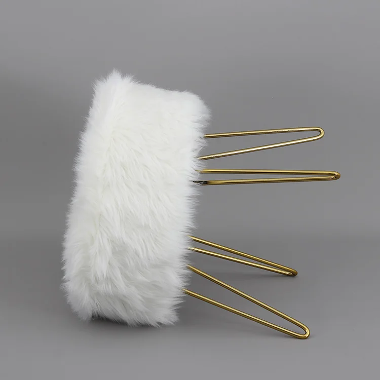 Customized Small White Pouffe Ottoman Footstool Bedroom Faux Fur French Gold Ottomans