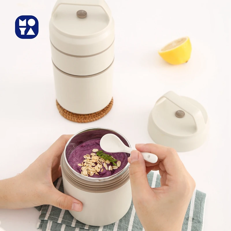 Japanese Style Portable Outdoor Lunch Box with Insulated Lifting Pot Handle Breakfast Cup Workers Heatable Food Container