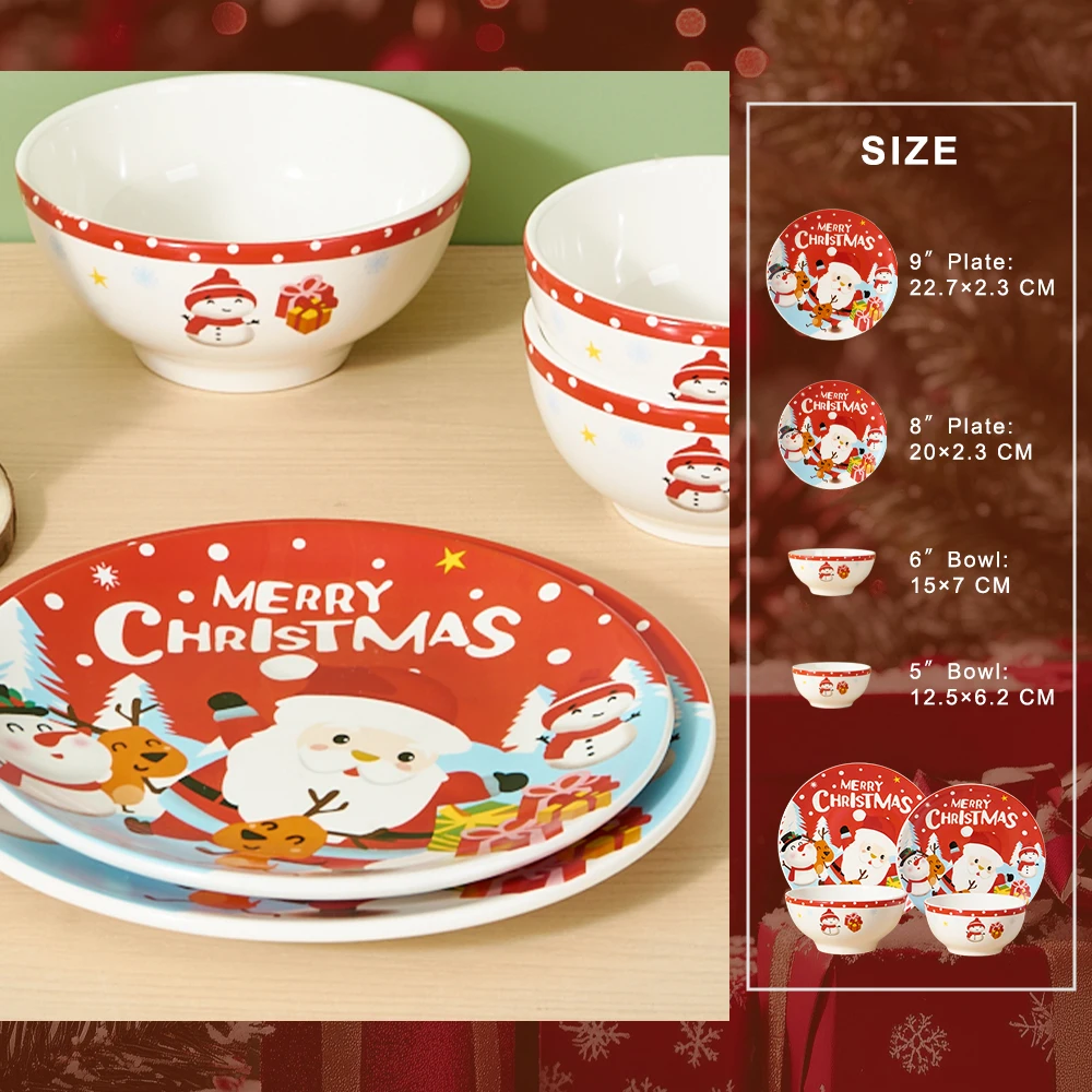 Handverkja Jólamjöggsafn í keramik - Luxus gjafapakki með design af Jólasveinum, yfirborðs porcelansafn fyrir hátíðarborð