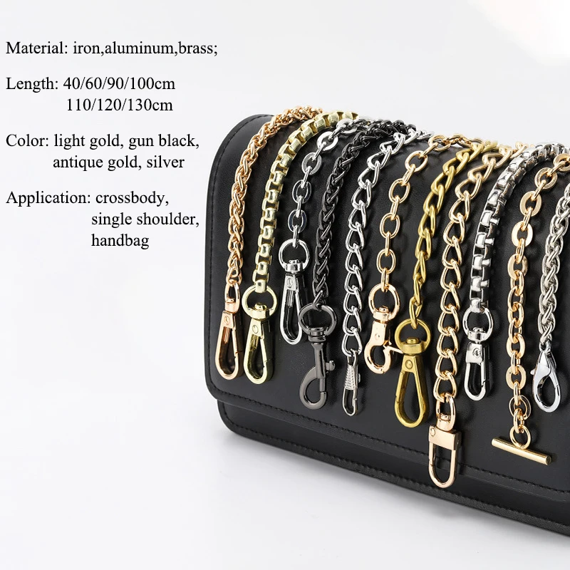 40-120CM DIY Bag Strap Replacement Purse Chain Shoulder Bag Straps Aluminum  Chains for Small Handbags Accessories