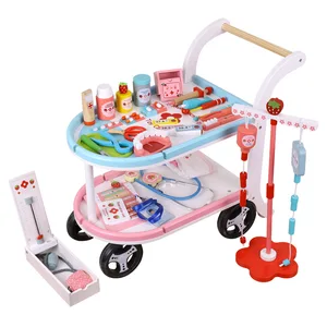 Kids Wooden Doctor Play Set Pretend Medical Cart Toy with Role Play Tools for Toddlers Educational Gift for Preschool Children