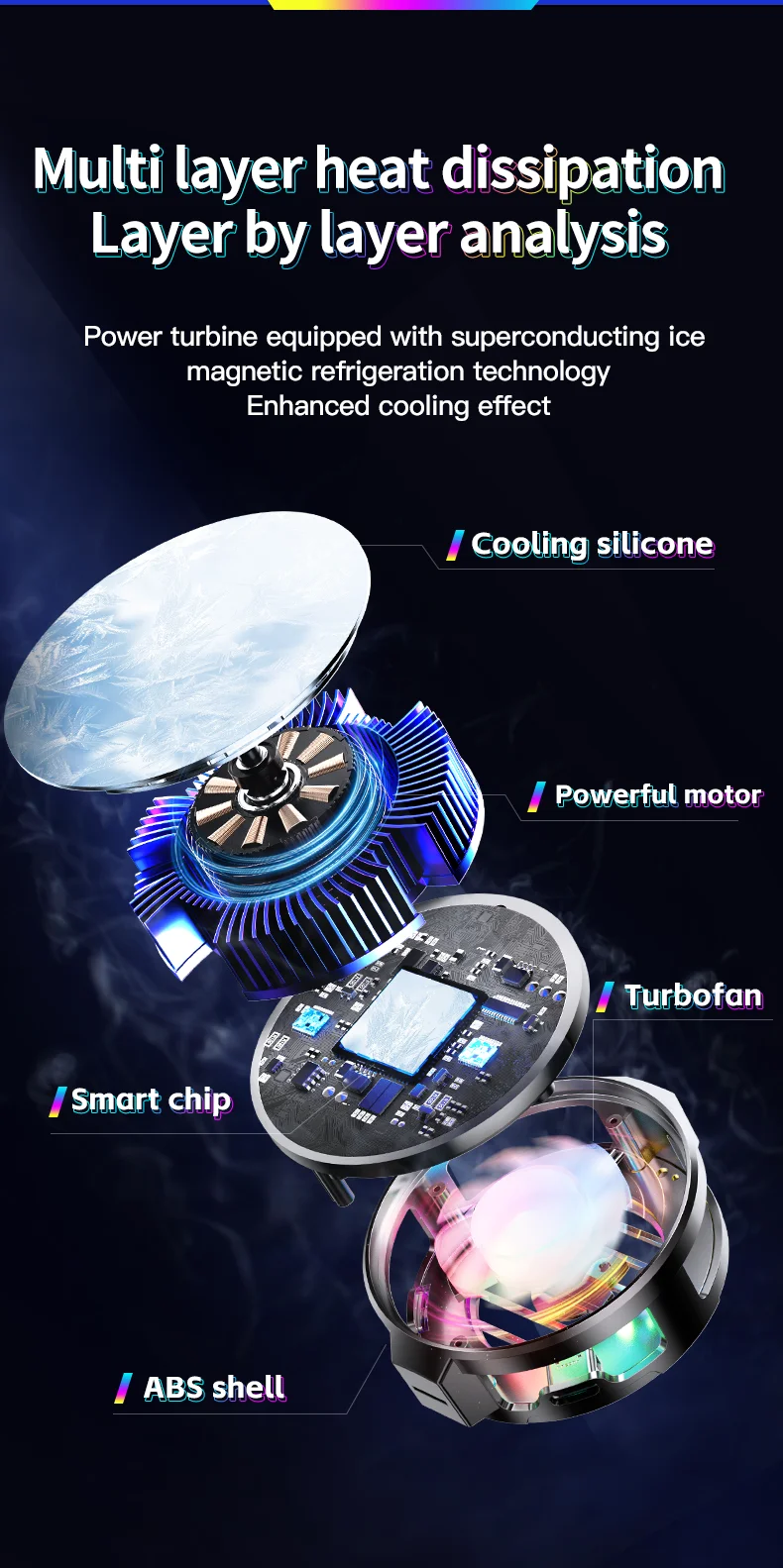 P66 mobile cooling fan phone cooler radiator Semiconductor Radiator Magnetic RGB light Cryogenic freezing Pad fan Phone fan