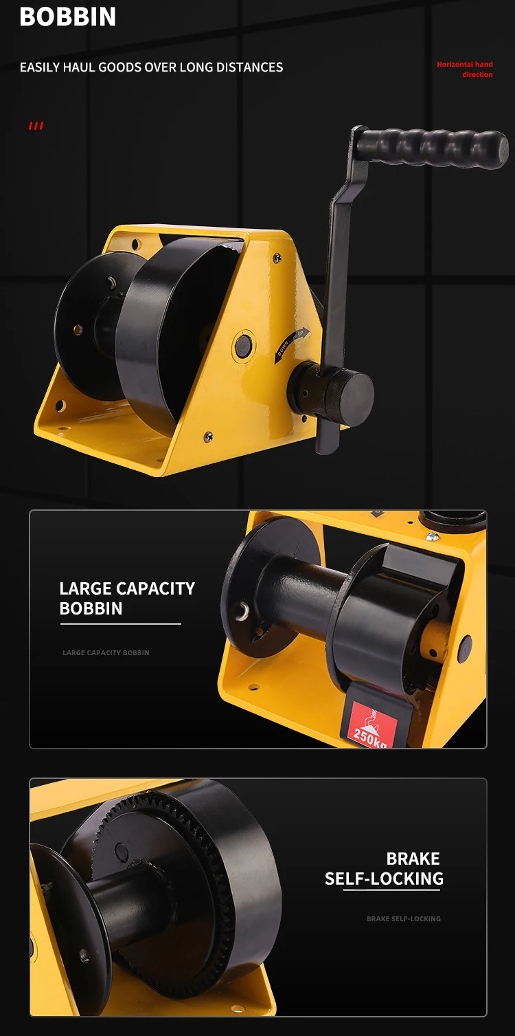 1000kg Selflocking Hand Crank Winch Heavy Duty Winch Turbine Worm