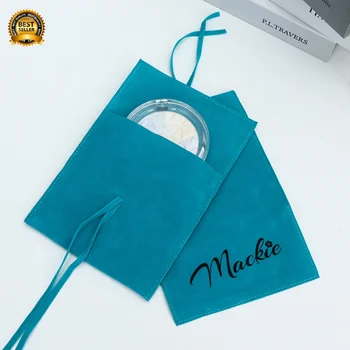 Customized Luxury Logo Envelope Flap Suede Jewelry Earring Necklace Pouch Microfiber Jewelry Pouches