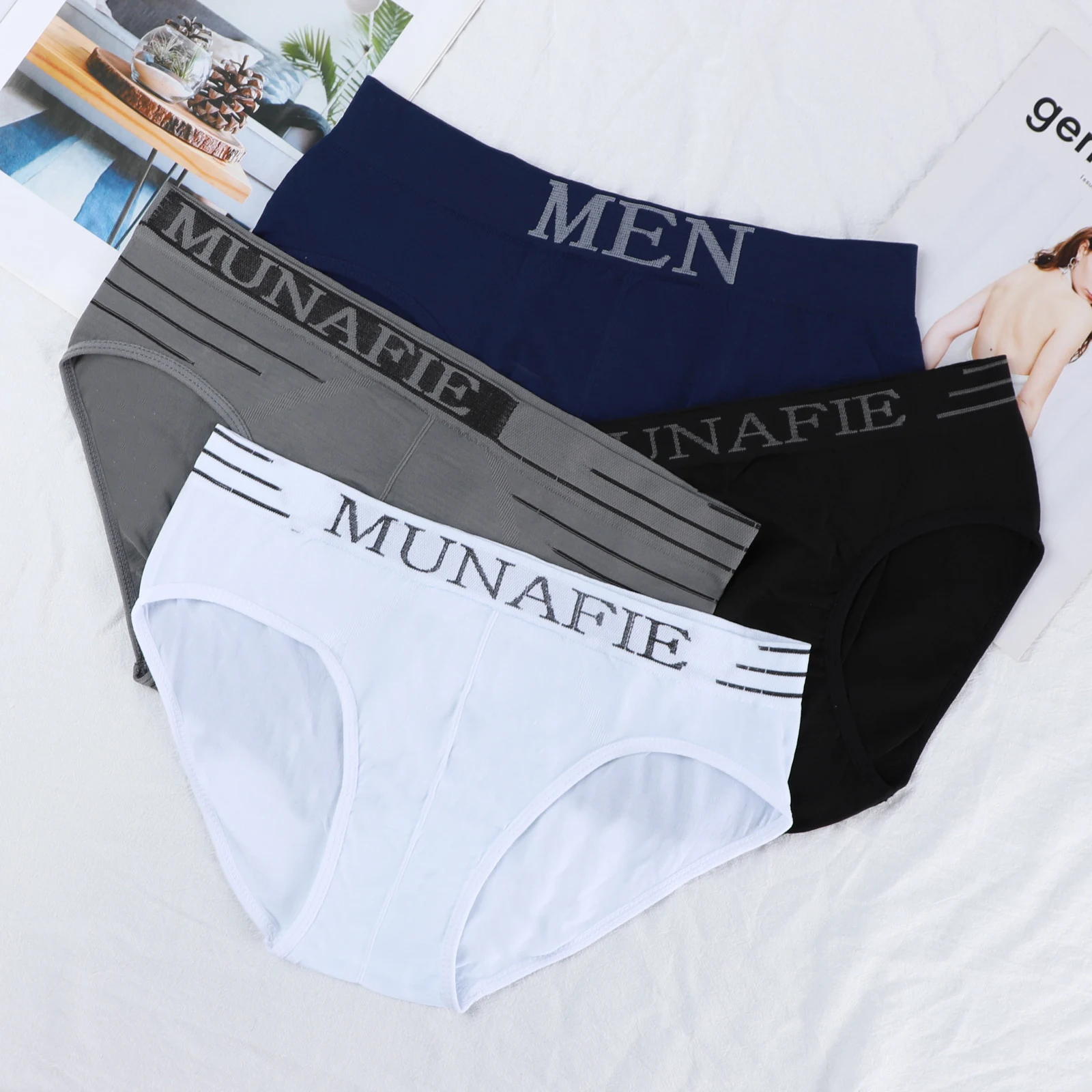 Wholesale Cheapest Men's Briefs White Underwear Plus Size Solid 4 Color