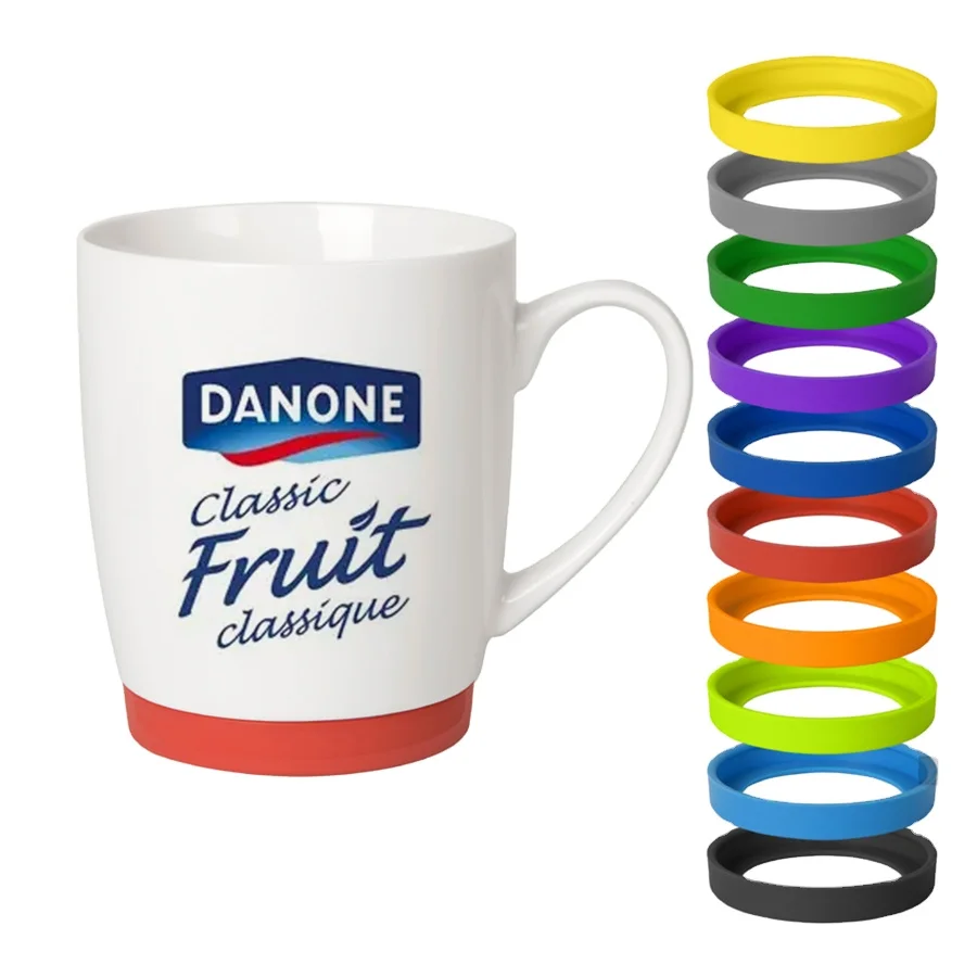 Custom logo White Ceramic Coffee Mug Cup With Silicon Base for Promotion Gift