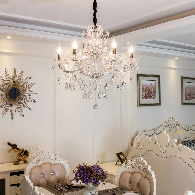 
 Современная Серебряная Люстра с кристаллами и железными дужками, украшение для гостиной, отеля, подвесные светильники в стиле Бакара, Мария Тереза  