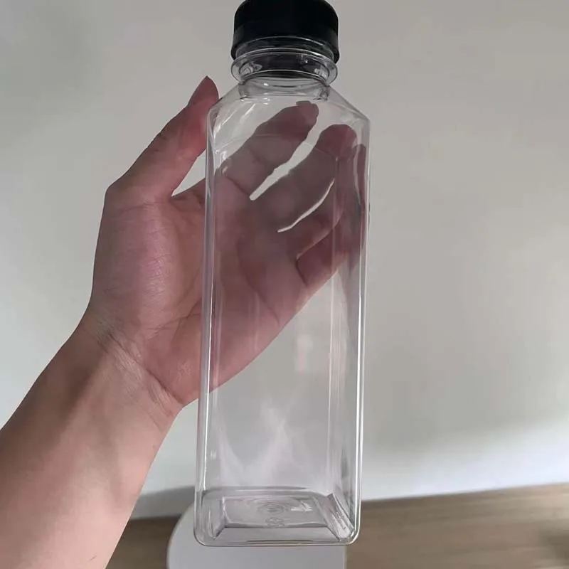 8oz 10oz 16oz Empty Reusable Juice Beverage Containers With Tamper Evident Lids Pet Clear Plastic Juice Bottles With Cap