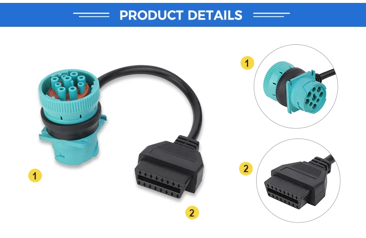 product custom cables j1939 9pin to obd obd2 j1962 12 24v connector automobile wiring harness-3