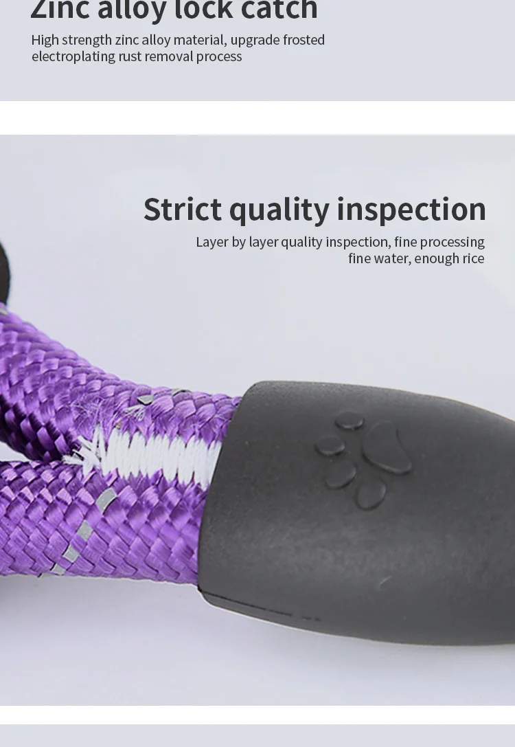 1.5m durable Reflective Nylon Dog Traction Rope Braided Climbing Rope Dog Lead Dog Leash