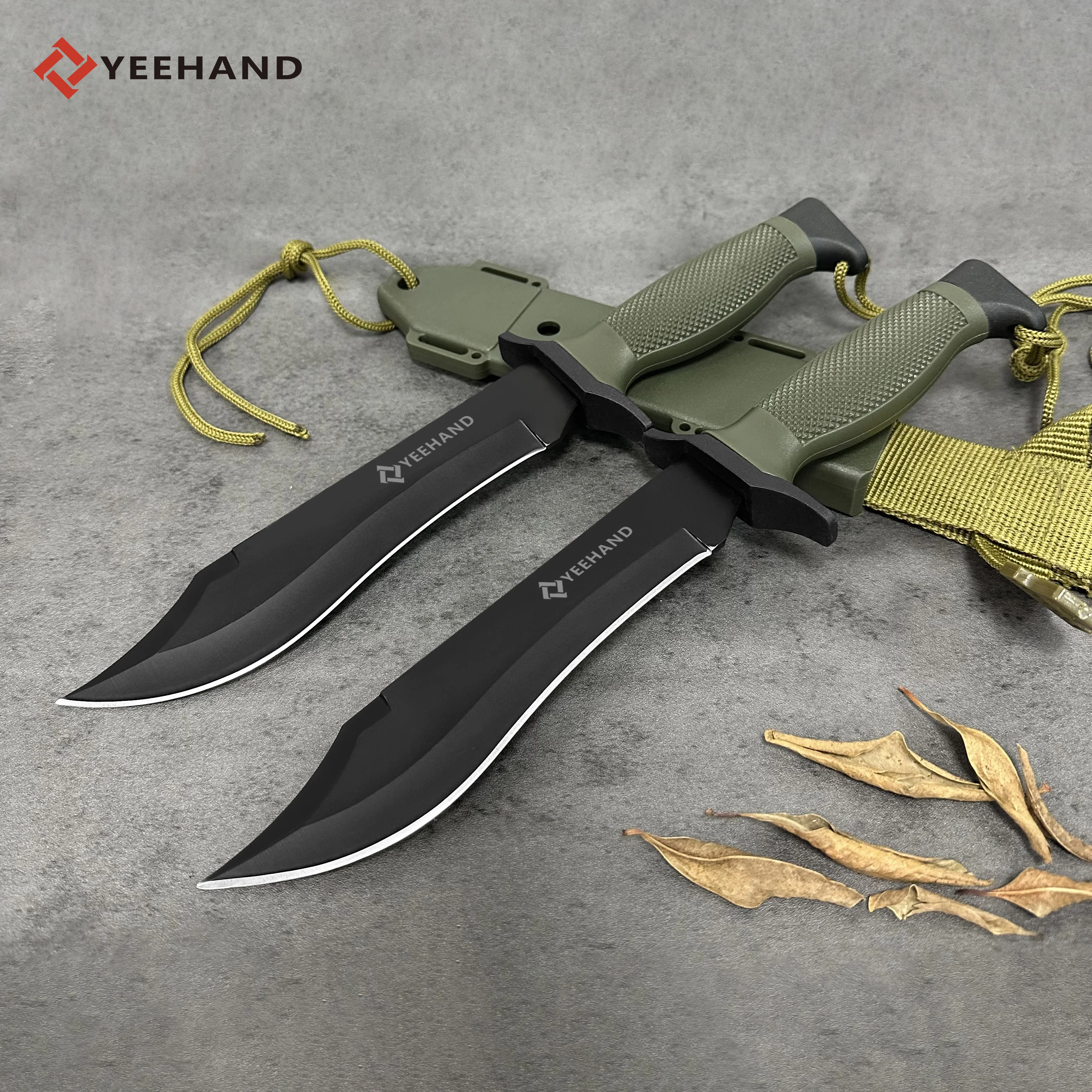 Hot Sale Oem Survival Fixed Blade Knives Green Handle Self Defence
