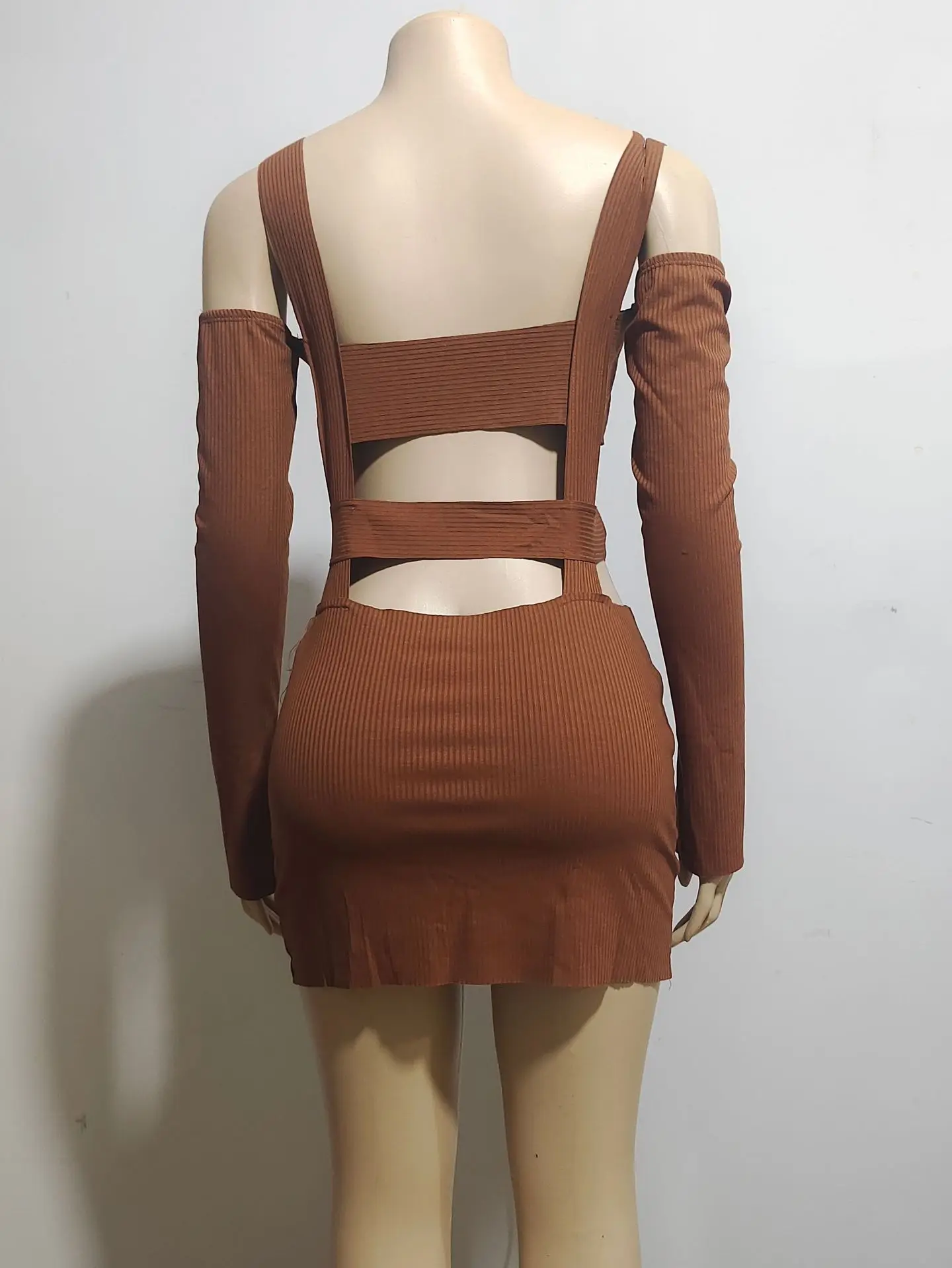 Kilig 2024 Spring Latest Sexy Ribbed Dress Mini Strap Off Shoulder Long ...