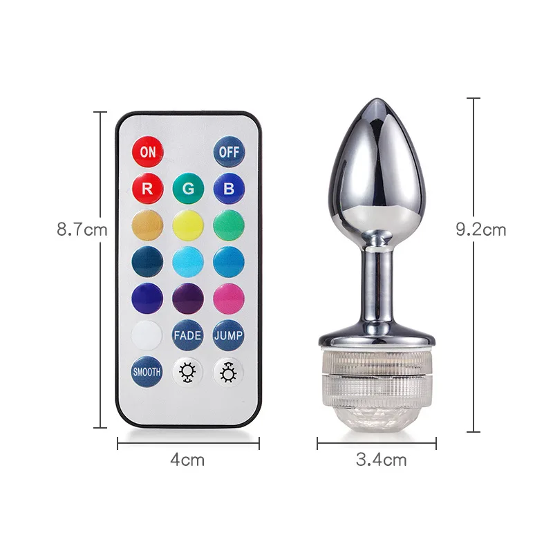 Remote Control Flashing Light 13 Color Changing and Colorful Anal Butt Plug Metal Anal Plug LED Plug Anal Sex Toys for Women
