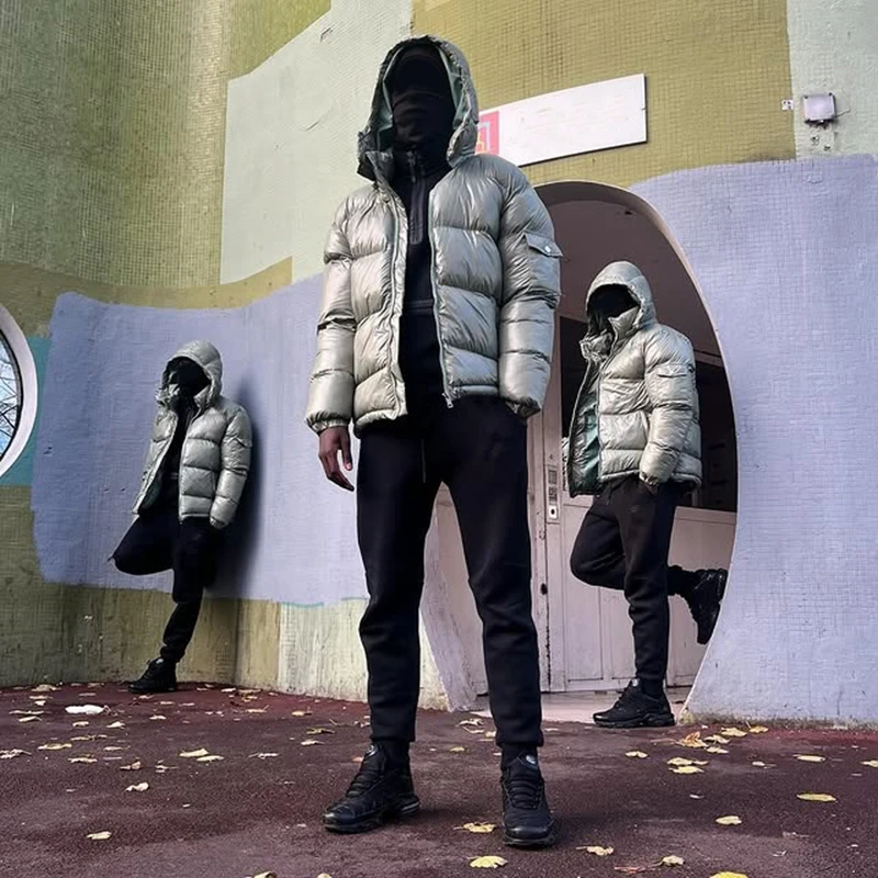 XINSHENG Winter Custom Men's Thick Warm Waterproof Baggy Zip up Cotton Puffer Down Jacket Coat for Men factory