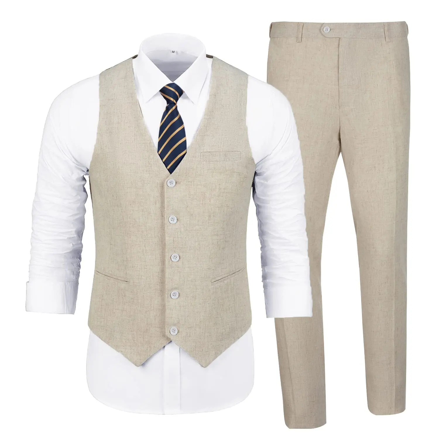Tuikayoo Herren Anzug Weste - Zweireiher Mit V-Ausschnitt Für Hochzeit & Business