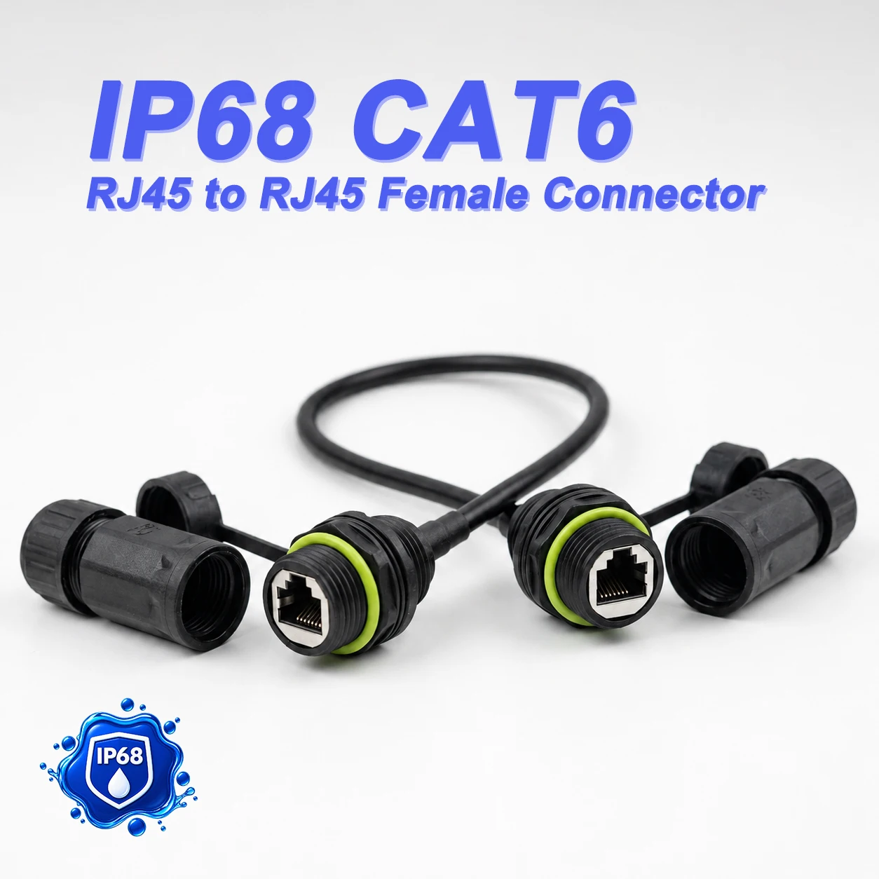 YXY YPM20-CAT6CAT6-01 IP68 Outdoor Waterproof RJ45 CAT6 Inline Coupler (M20 Thread, PA66 Nylon, 8 Pin, Female to Female)
