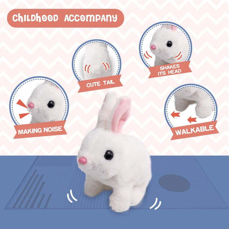 Realistic Anime Puppy Toy Pet Soft Wagging Barking Electric Walking Stuffed Baby Rabbit Plush Toy For Kids