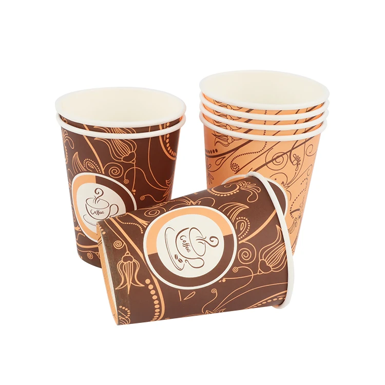 new design custom multi size disposable single wall coffee drink paper cups with printed logo