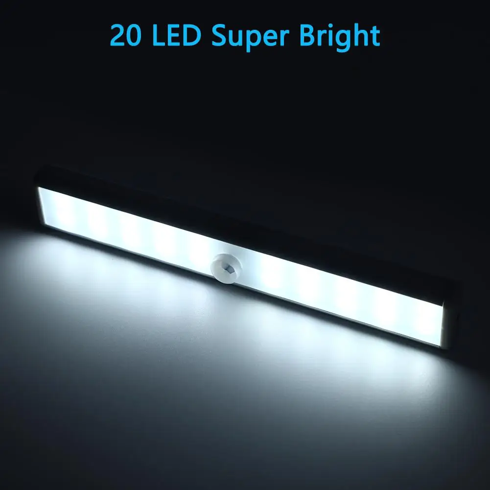 NEW 20LED CCT Switchable PIR Motion Sensor Night Lights USB Rechargeable LED Night Light for Cabinet Kitchen Wardrobe Lighting