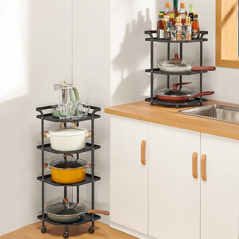 4tier Kitchen Corner Shelf Rack,Spice Bottle Rack Multilayer Pot Rack