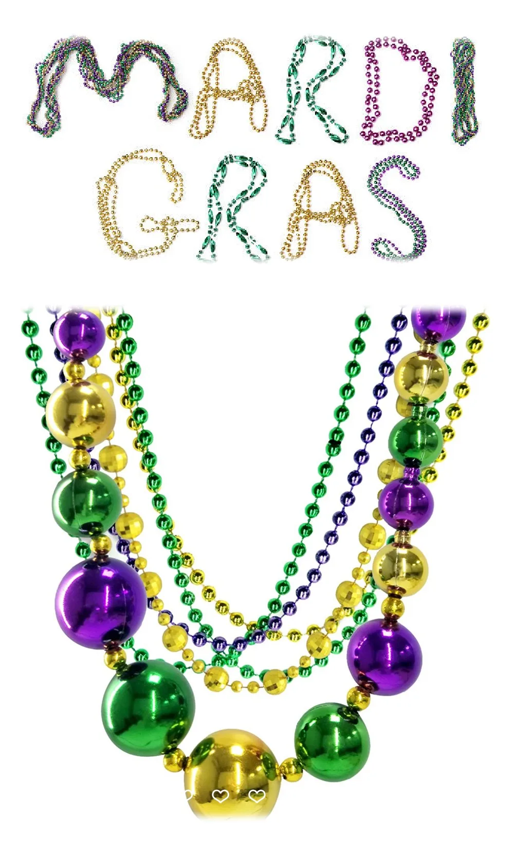 Jumbo Polychromatic Beads Mardi Gras Plastic Necklace Mardi Gras Beads
