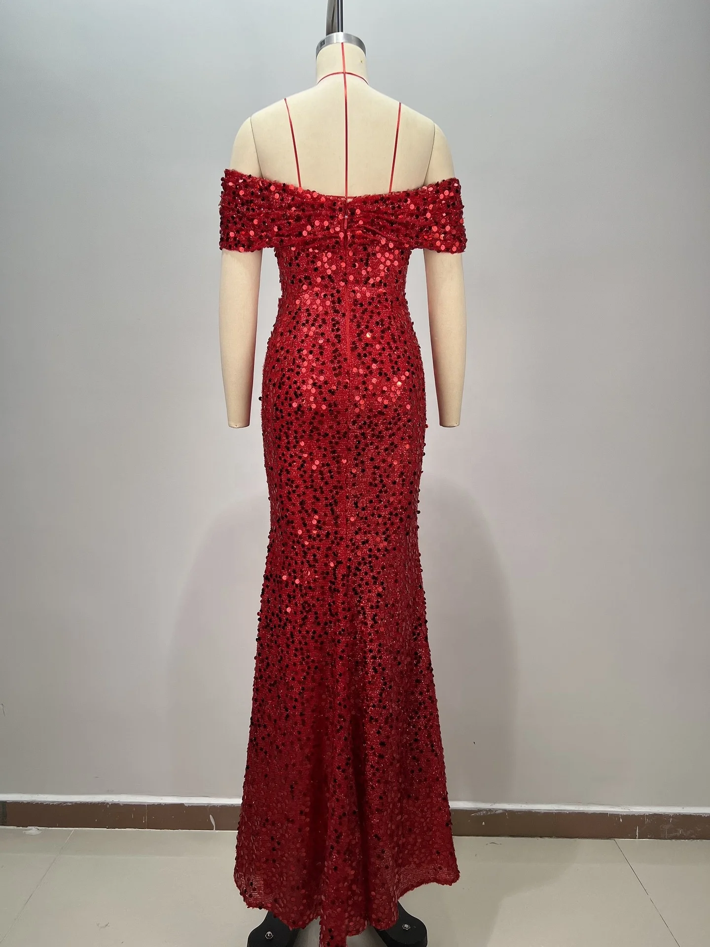 Strapless Off Shoulder Sequins Glitter Tulle Mermaid Party Women Formal  Luxury Lady Trailing Robe De Soiree Dresses Prom Gowns