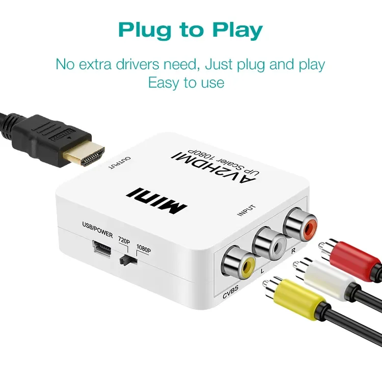 Adattatore Ps3 Hdmi Adattatore Da RCA A HDMI 1080P - Convertitore Audio Video Per DVD, PS3, Xbox - Con Cavi HDMI E Alimentazione USB Convertitore Av Hdmi - Foto 11