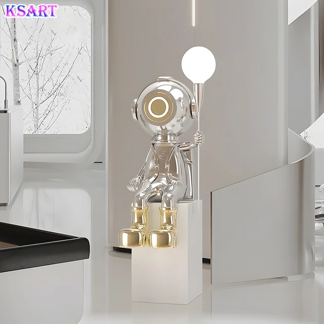 Electroplated astronaut sculpture living room robot statue hotel club KTV trend art decorative pieces