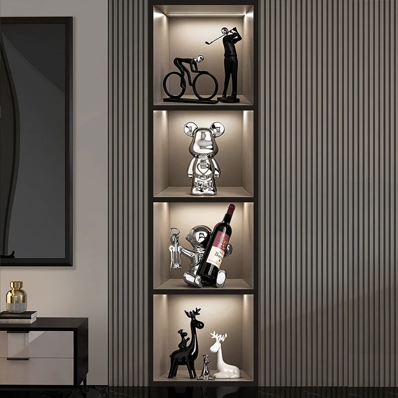 Three Ceramic Deer Figurines Black White Silver Finish Modern Minimalist Home Decor Living Room Tabletop Display
