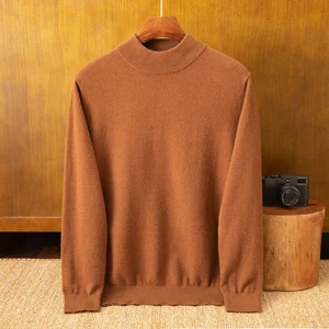 100% Cashmere Men's High Neck Pullover Casual Winter Business Cardigan Warm ODM Knitted Bottoming Shirt