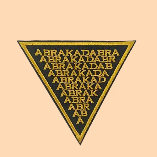 Supernatural Logo Applique Abracadabra Embroidered Iron on Sew on Patch Wholesale Custom logo Triangle Embroidery Patch for Bag