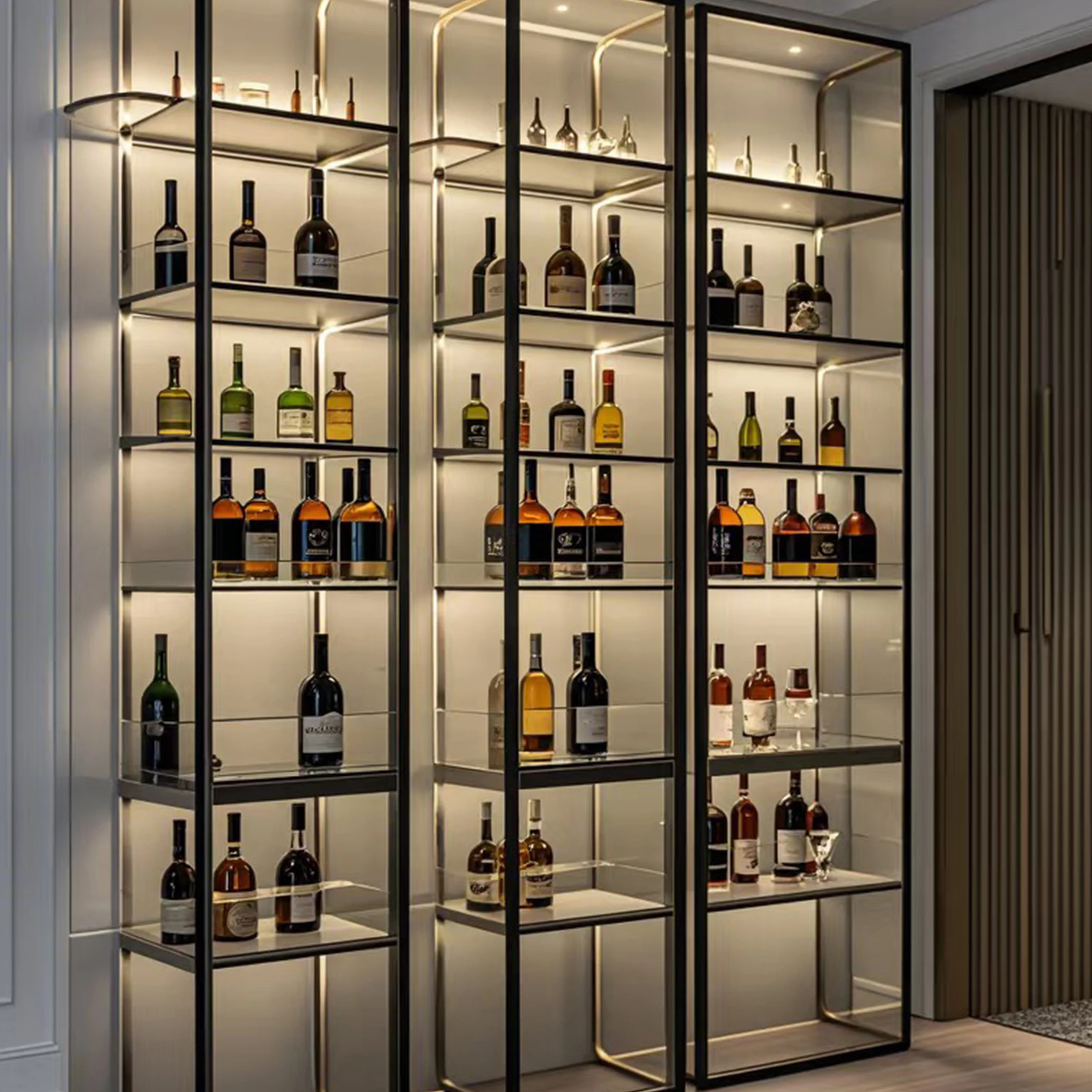 Fanci Rack Fancy Lighted Whiskey Wall Design Wine Rack - 304 Stainless Steel