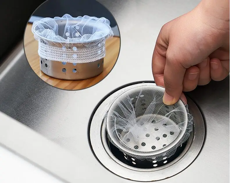 Kitchen 50/100pcs ECO Disposable Portable Sink Net Draining basket Rack Sewer Anti clogged Outfall Filter Net Drain Strainer