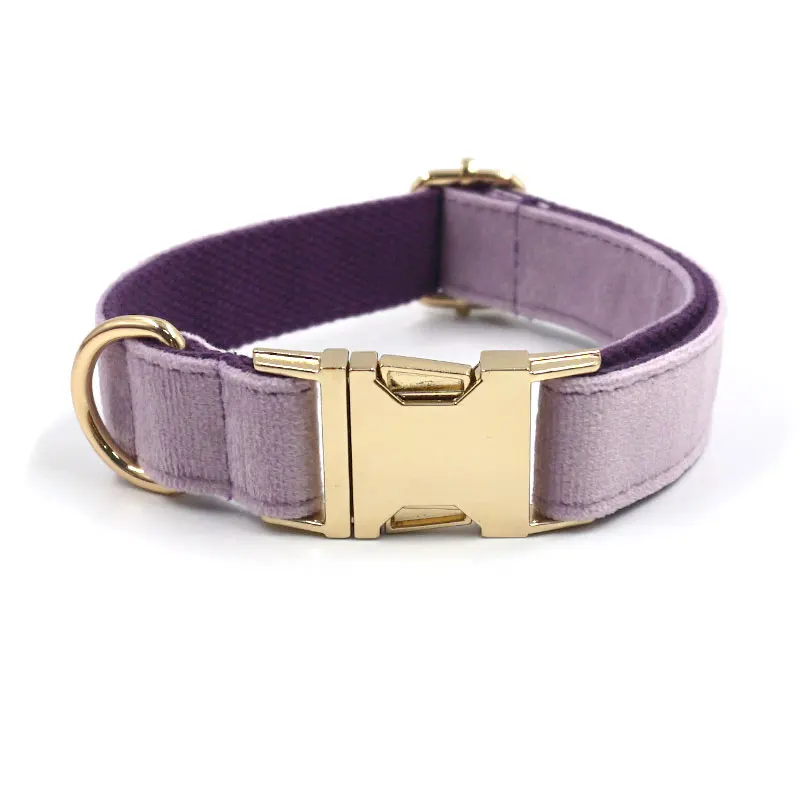 Wholesale Dog Collar Leash High Quality Light Purple Velvet Pretty