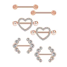 6PCS/ set soft cut ball nipple ring Fashion stainless steel piercing jewelry sexy heart nipple stud for women fun nipple jewelry