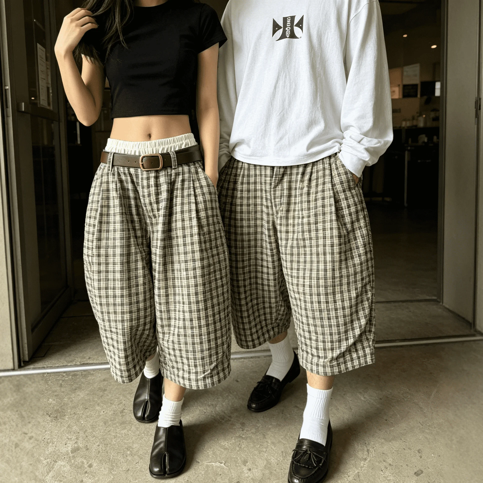 Custom Logo Mens Vintage Y2K Breathable Lined Elastic Drawstring Wide Leg Summer Streetwear Check Bermuda Shorts gallery 2