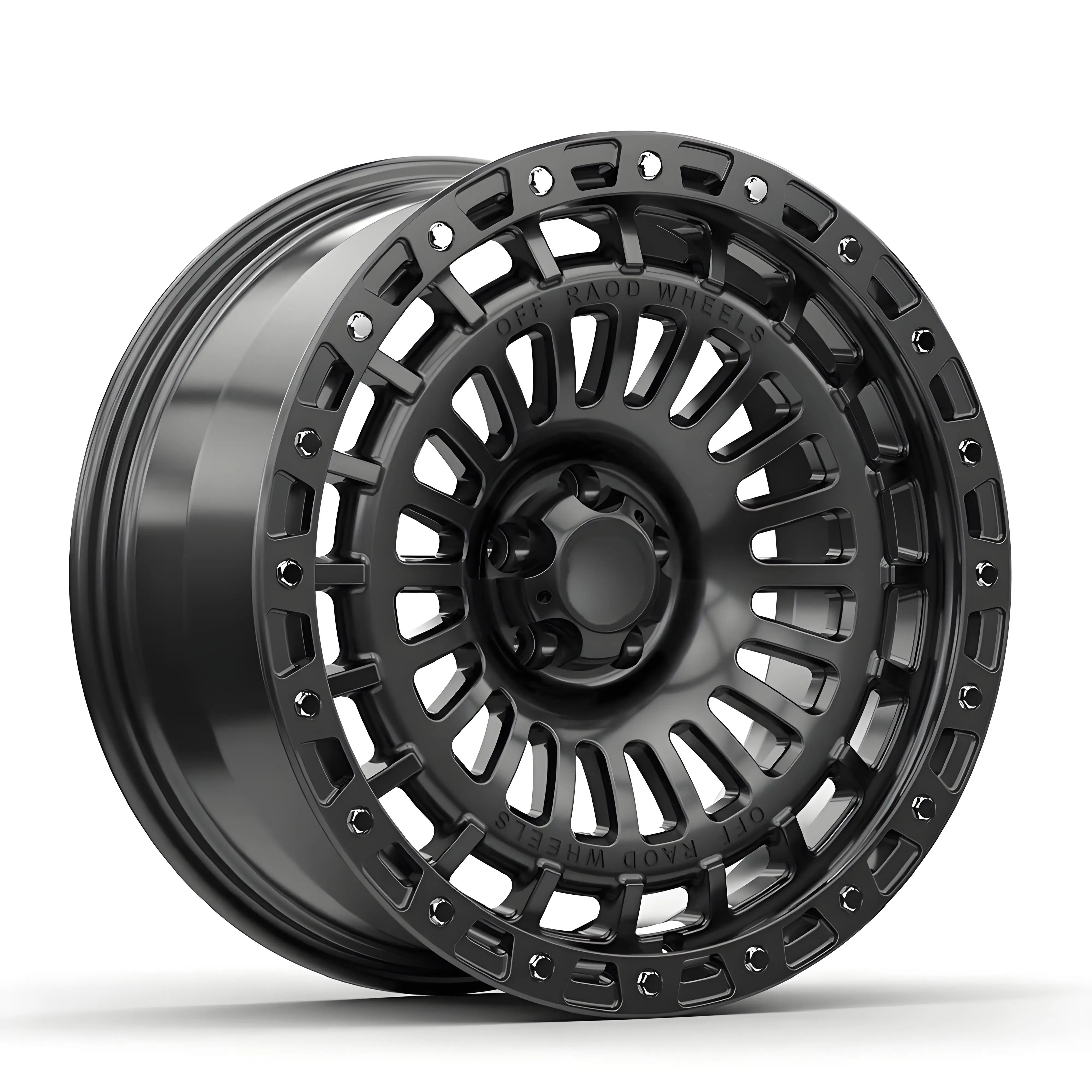 Customized 2-piece Black Grid Design Aluminum Forged Wheels For Off ...