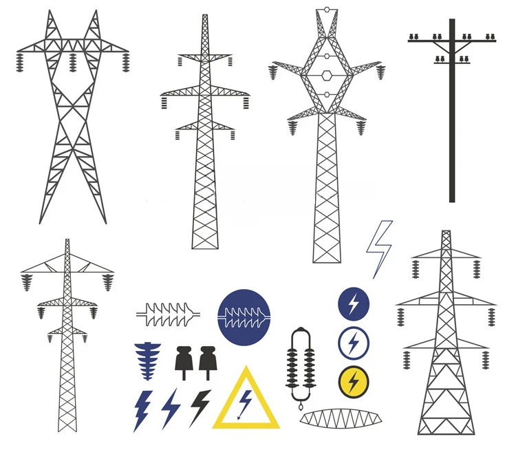 product 200kv double circuit angle steel high voltage transmission line tower with hot dip galvanizing and 50 year service life-2