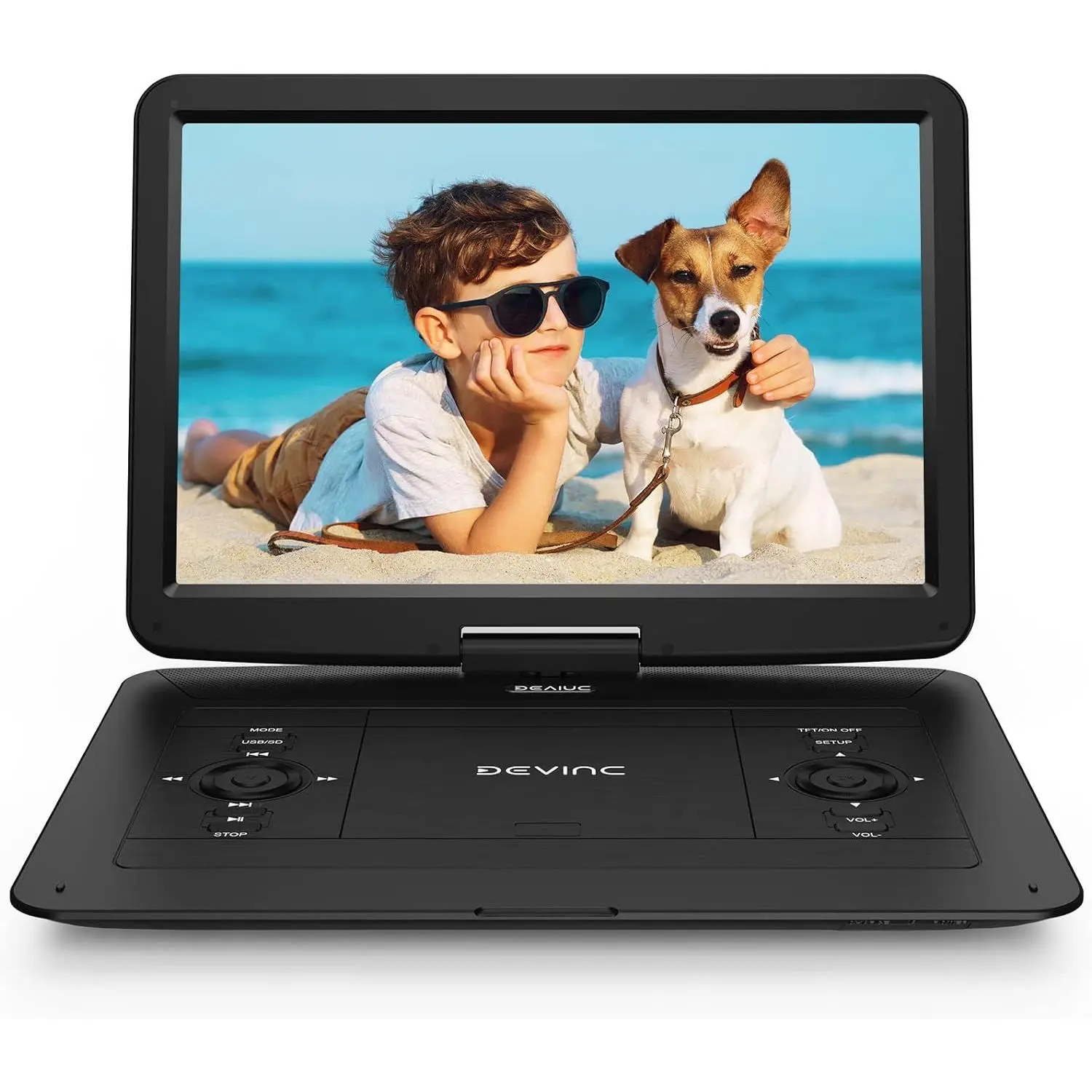 DB 17.9 Inch Portable DVD Player 15.6 Inch HD Swivel Screen Supports Multiple DVD CD Formats SD Card Sync TV 6 Hours Battery