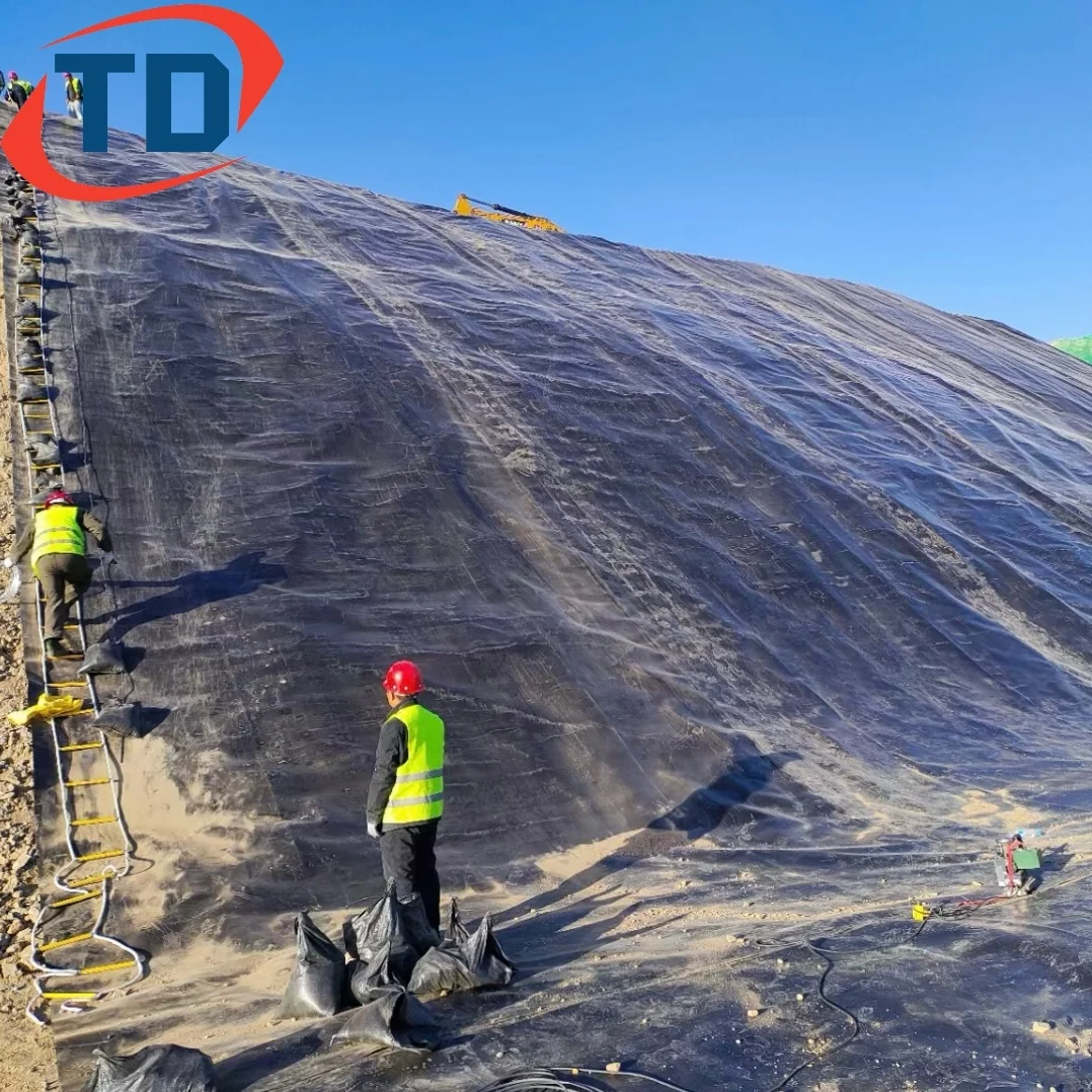 Large Reservoir Liners for Fish Ponds 1mm-2mm HDPE Landfill Geomembranes 500/1000/2000 Micron Dam Liner 45 Mil Pond Liner LLDPE