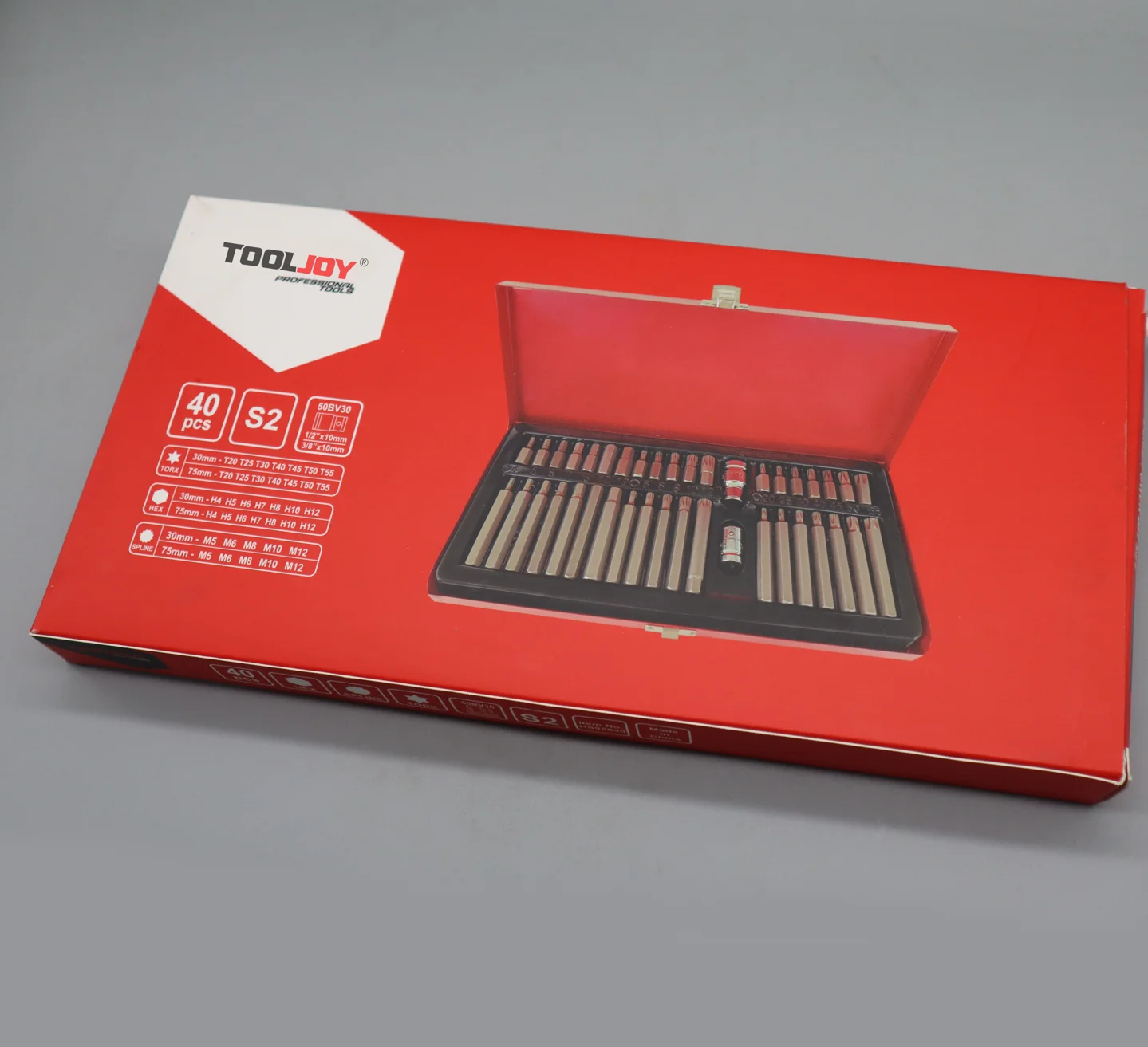 TOOLJOY 40 Drive Hex Torx Spline Bit Socket Set 12 Point Triple square Bits with 3/8" 1/2" Drive Sockets Set of Drills