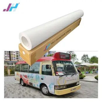 140g Printing and Silkscreen  Eco Solvent printable white PVC Self Adhesive Vinyl roll  the high quality for bus and for car  .