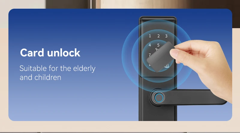 Qleung S851 Smart Door Lock Tuya Wifi Smart Remote Control Fingerprint Password Card Key for Hotels Apartments Offices 8
