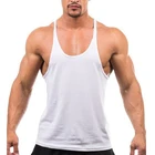 Oem Custom Logo High Quality Fashion White Black Cotton Men's Workout Stringer Bodybuilding Singlet Fitness Gym Tank Top For Men