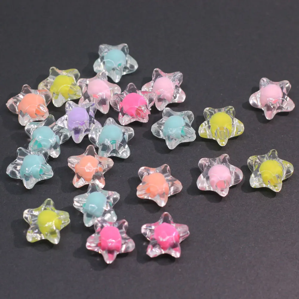 Transparent Acrylic Beads Star Flower Loose Spacer Beads For